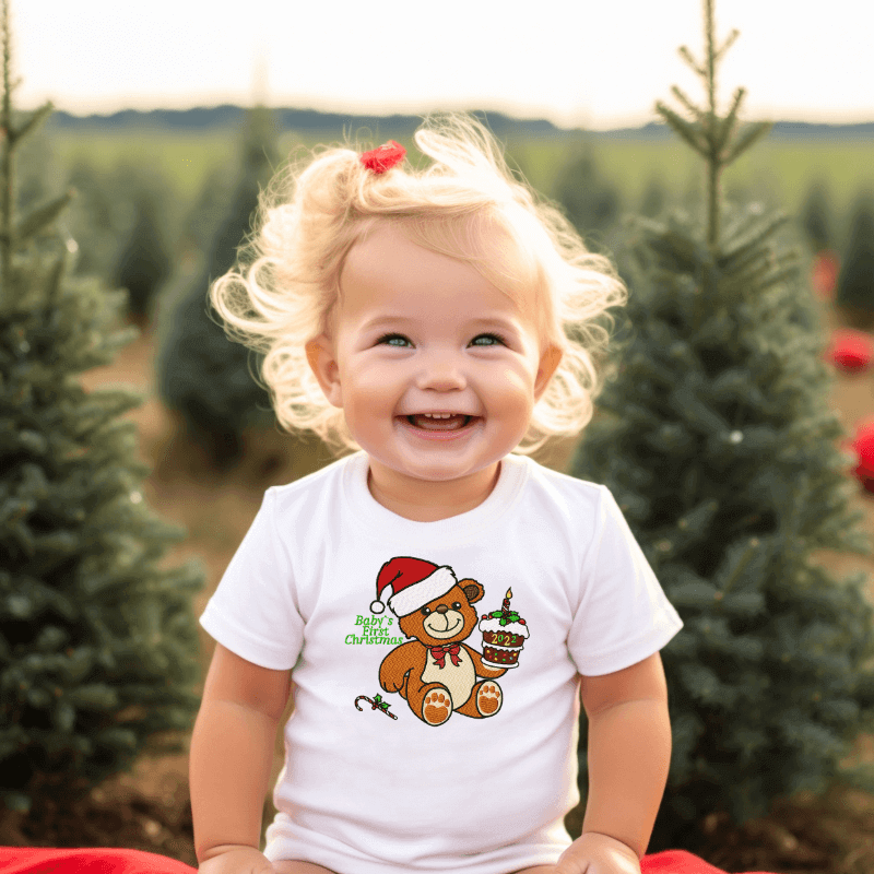 Baby's First Christmas Bear - Embroidery Design - 3 sizesEmbroidery Designs