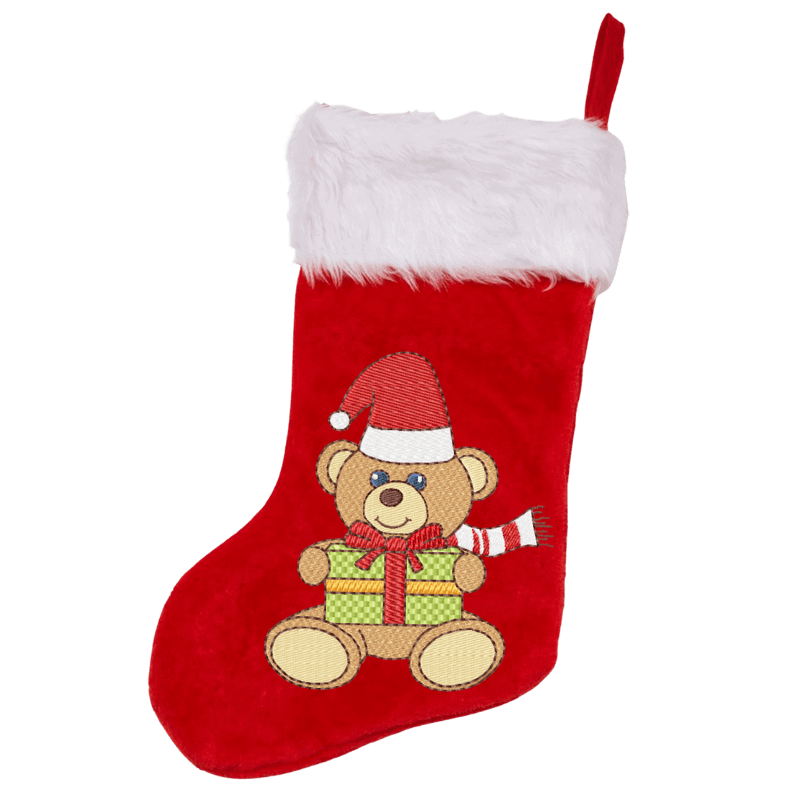 Bear with Gift - Christmas Embroidery Design - 3 sizesEmbroidery Designs