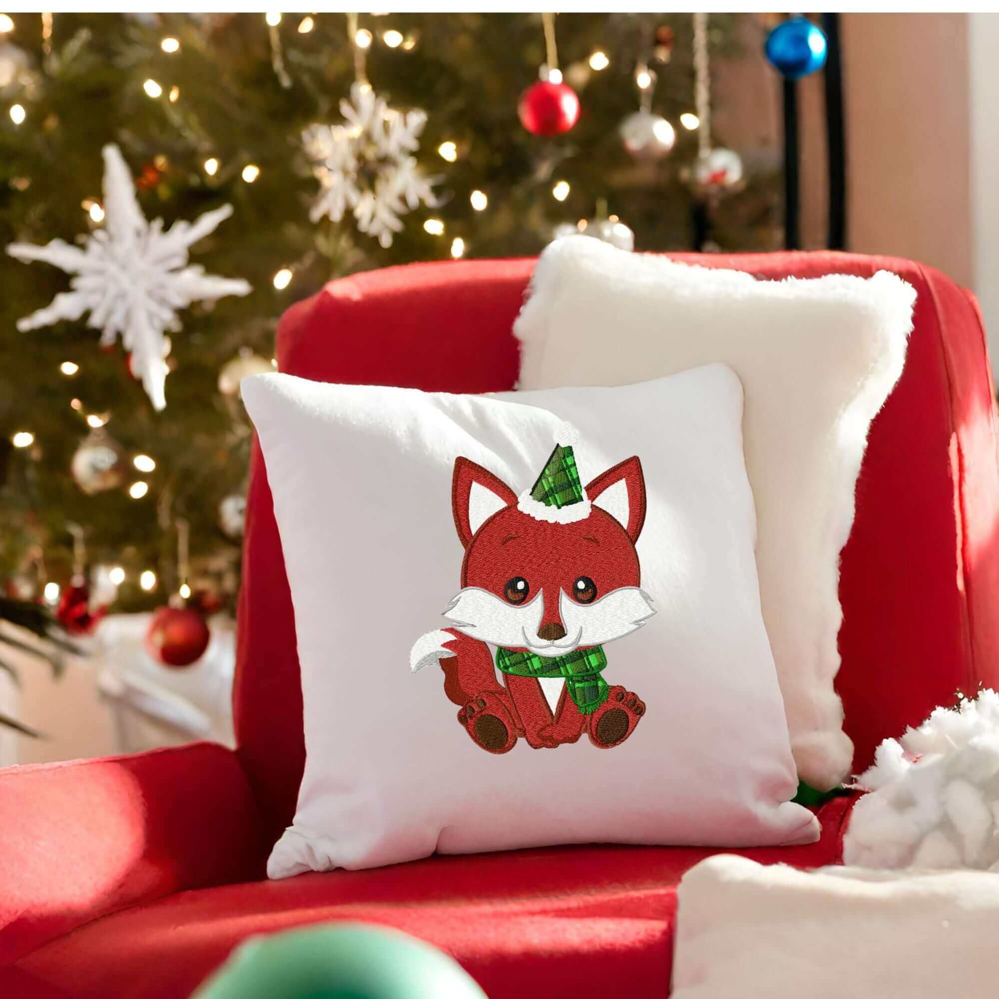 Christmas Baby Fox - Embroidery Design - 3 sizesEmbroidery Designs