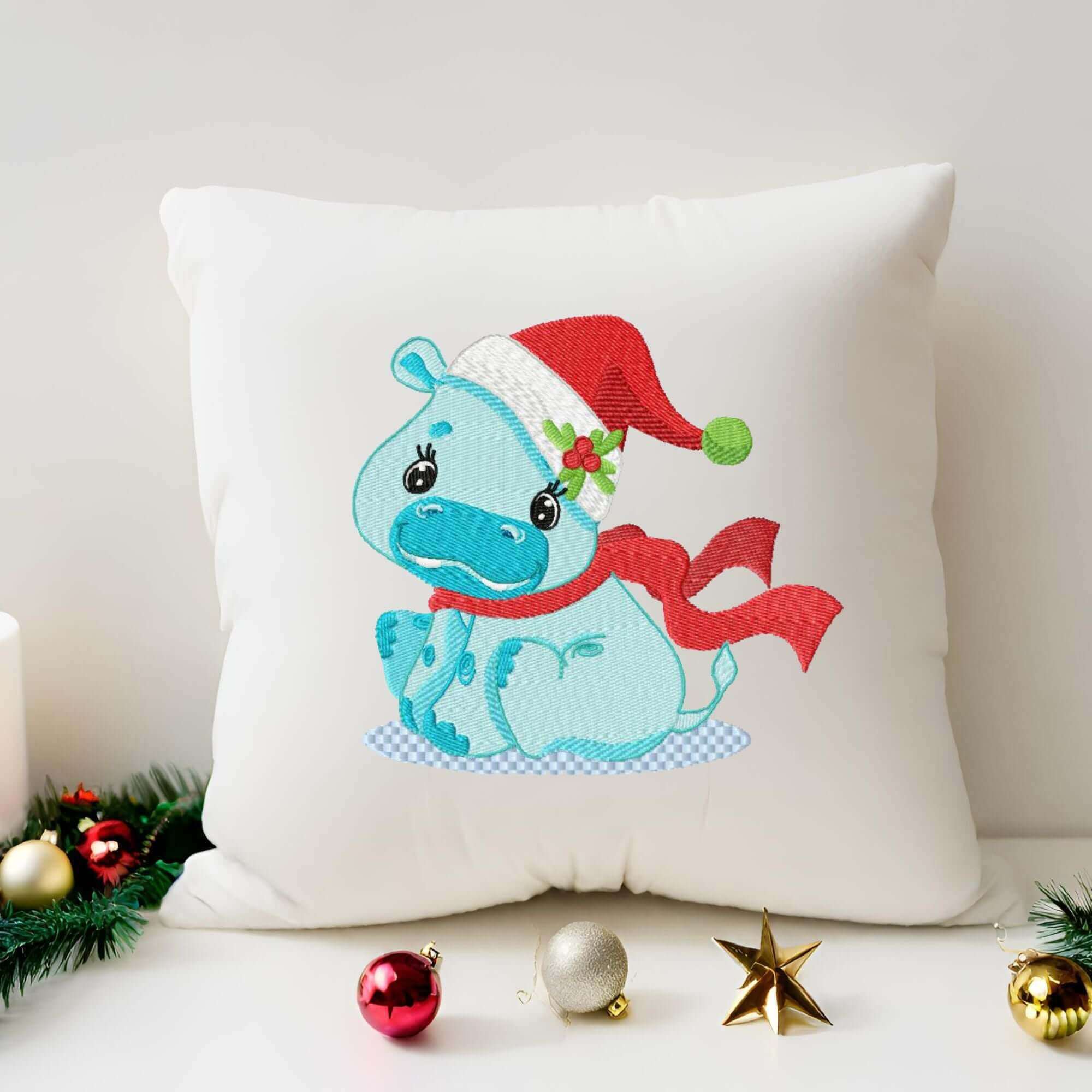 Christmas Jungle Baby Hippo - Embroidery Design - 3 sizesEmbroidery Designs