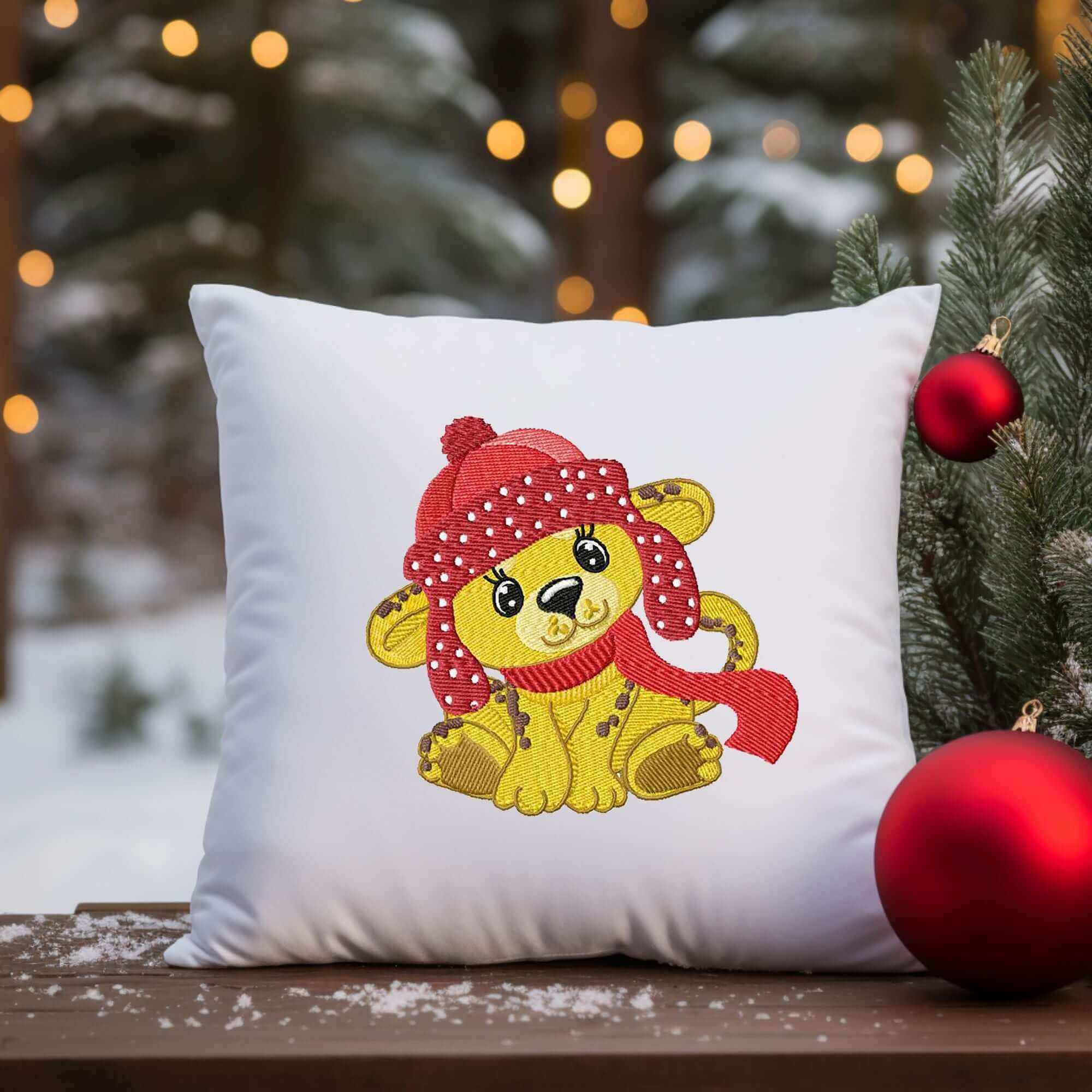 Christmas Jungle Lion - Embroidery Design - 3 sizesEmbroidery Designs