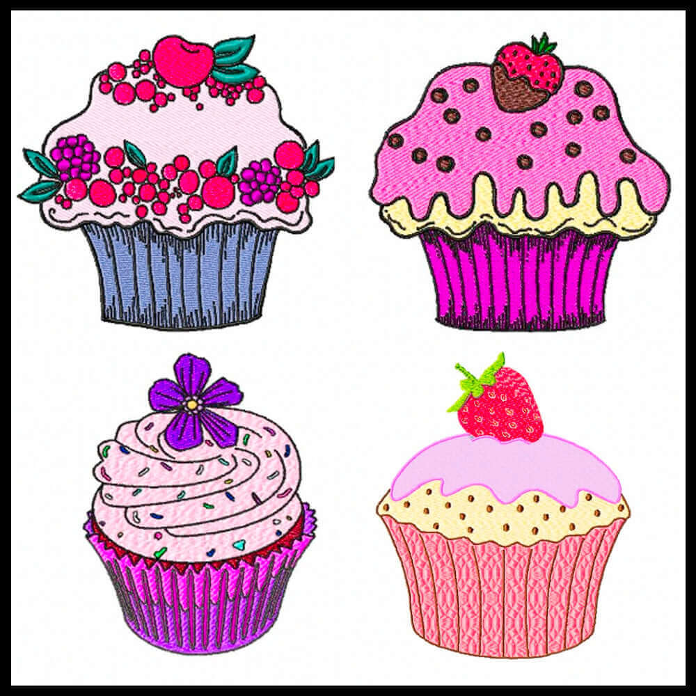 Cup Cakes Design Pack 1 - Machine Embroidery - 3 SizesEmbroidery Designs