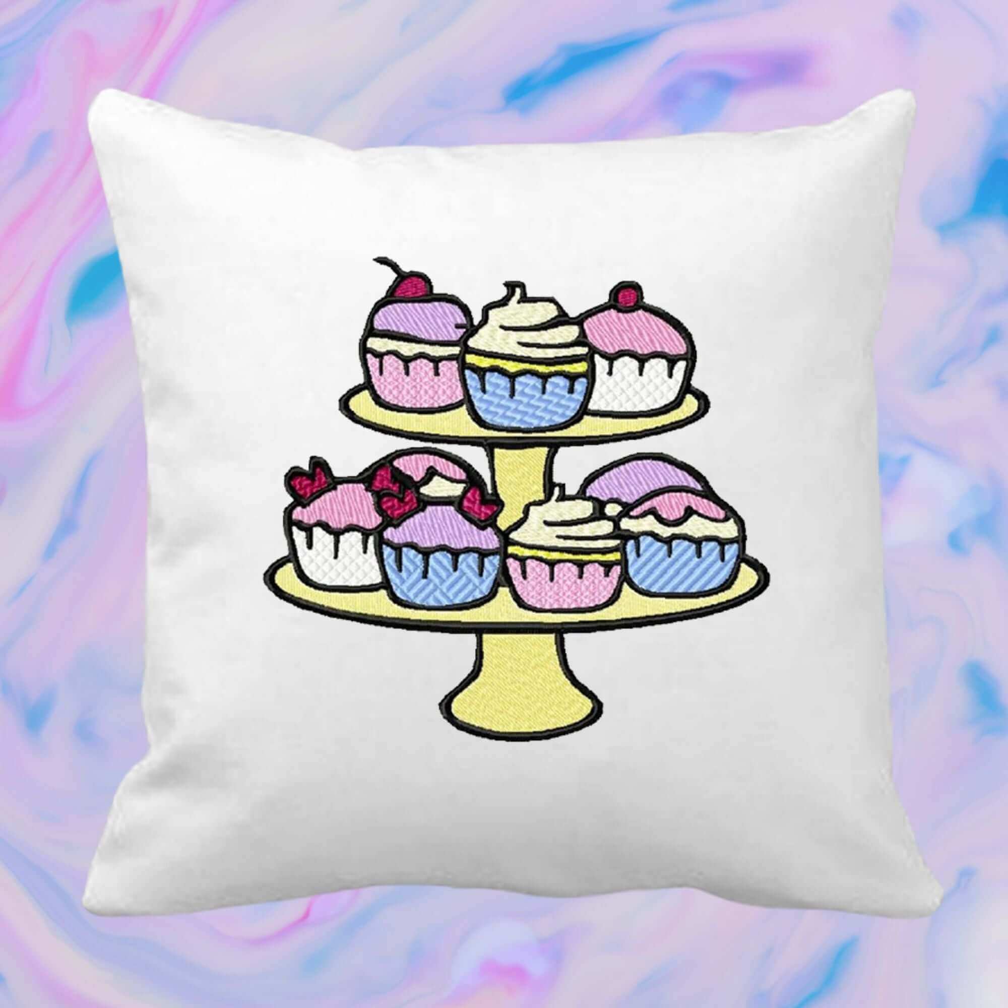 Cupcakes Plate - Machine Embroidery Design - 3 sizesEmbroidery Designs