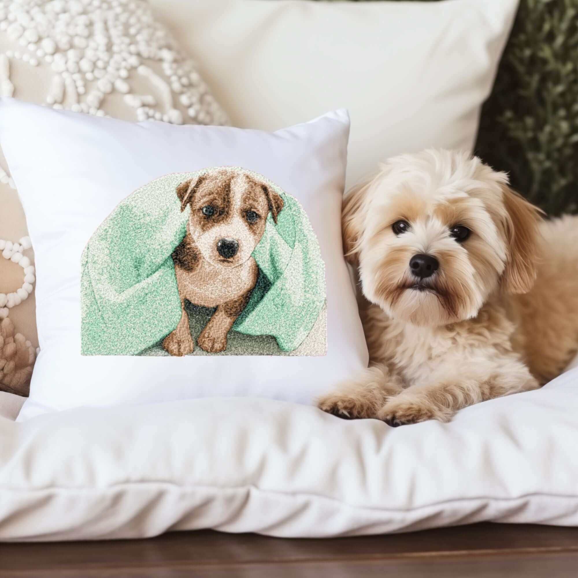 Puppy in Blanket - Photo Stitch Embroidery Design - 3 SizesEmbroidery Designs