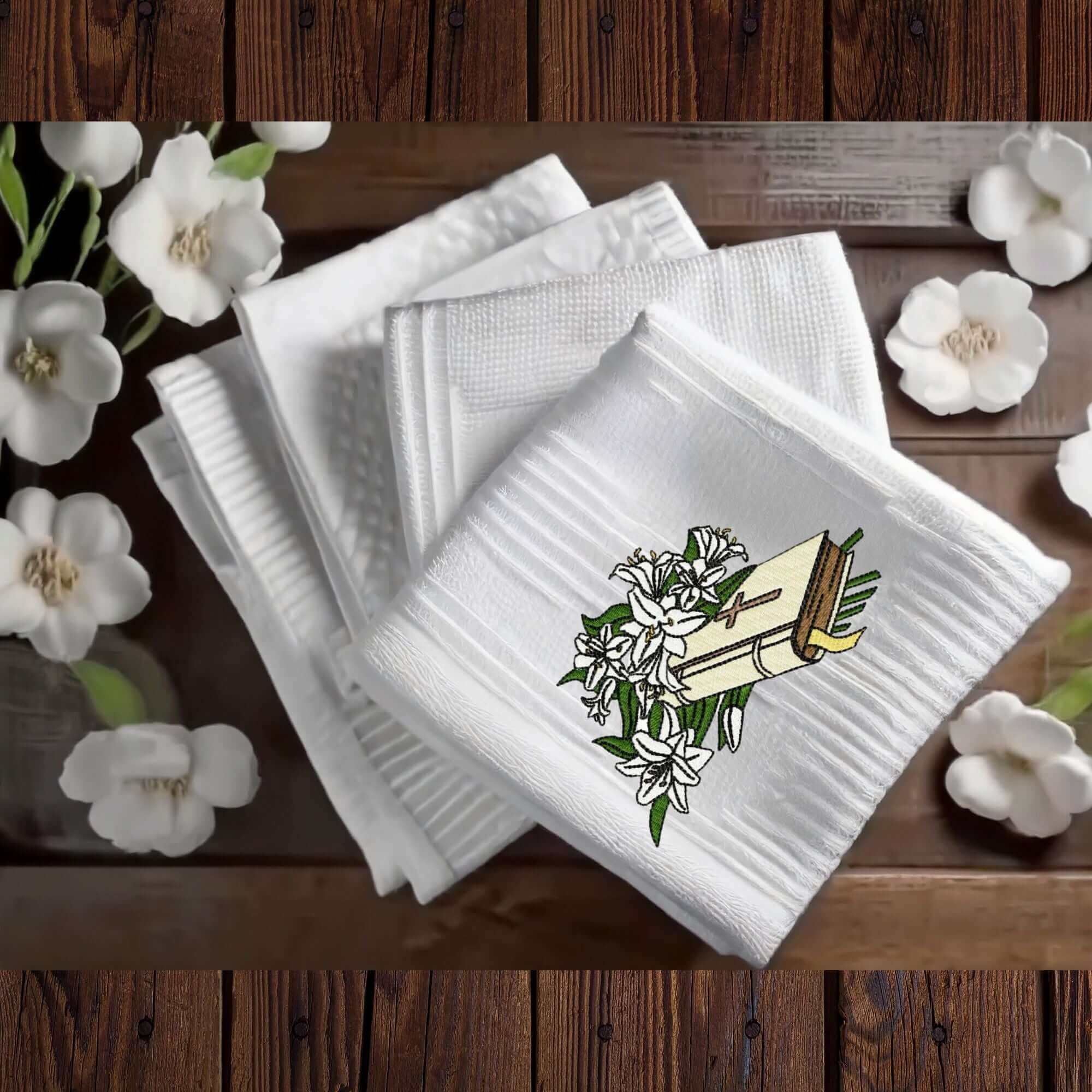 Easter Lilies and Bible - Embroidery Design - 4 SizesEmbroidery Designs