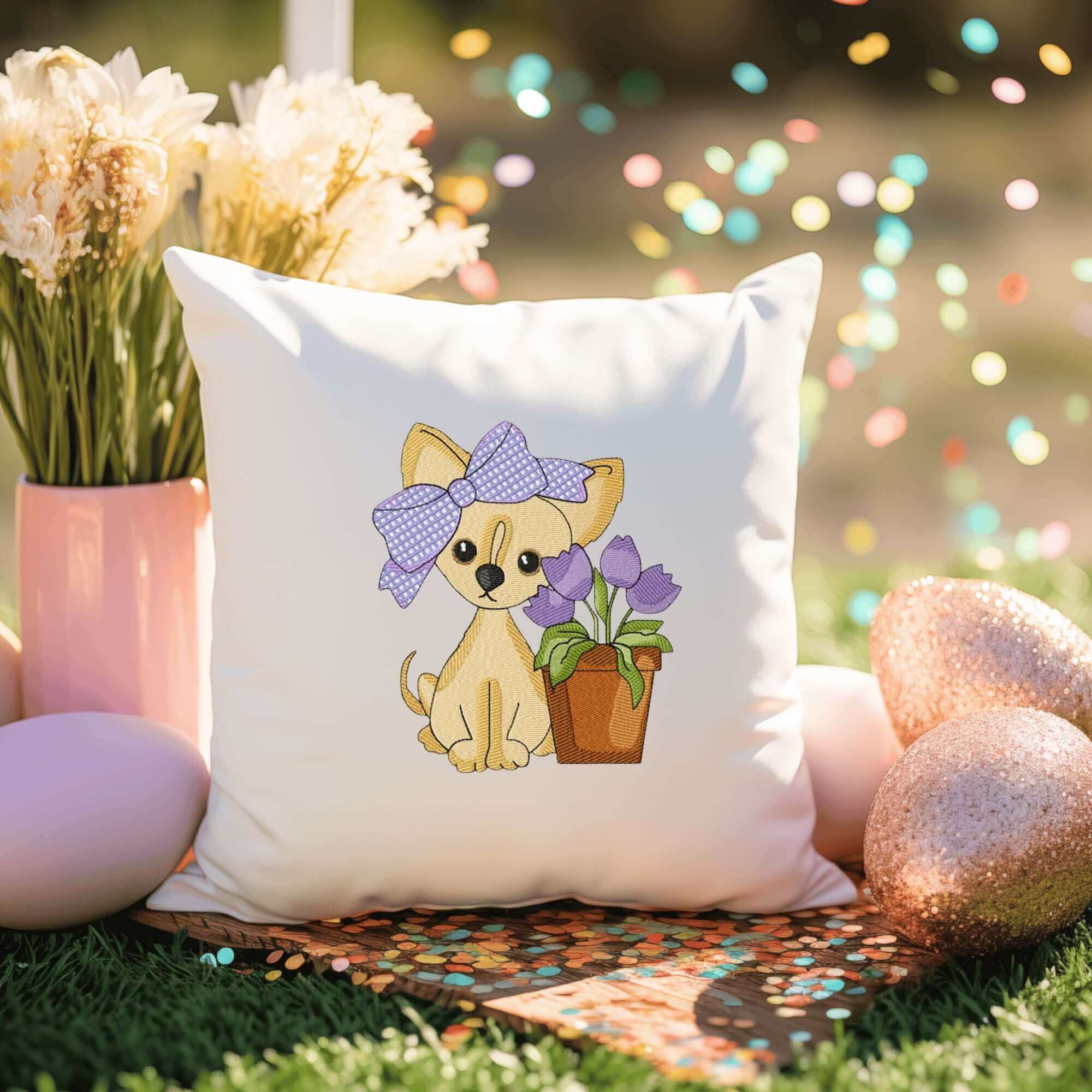 Easter Puppy 2 - Embroidery Design - 3 SizesEmbroidery Designs