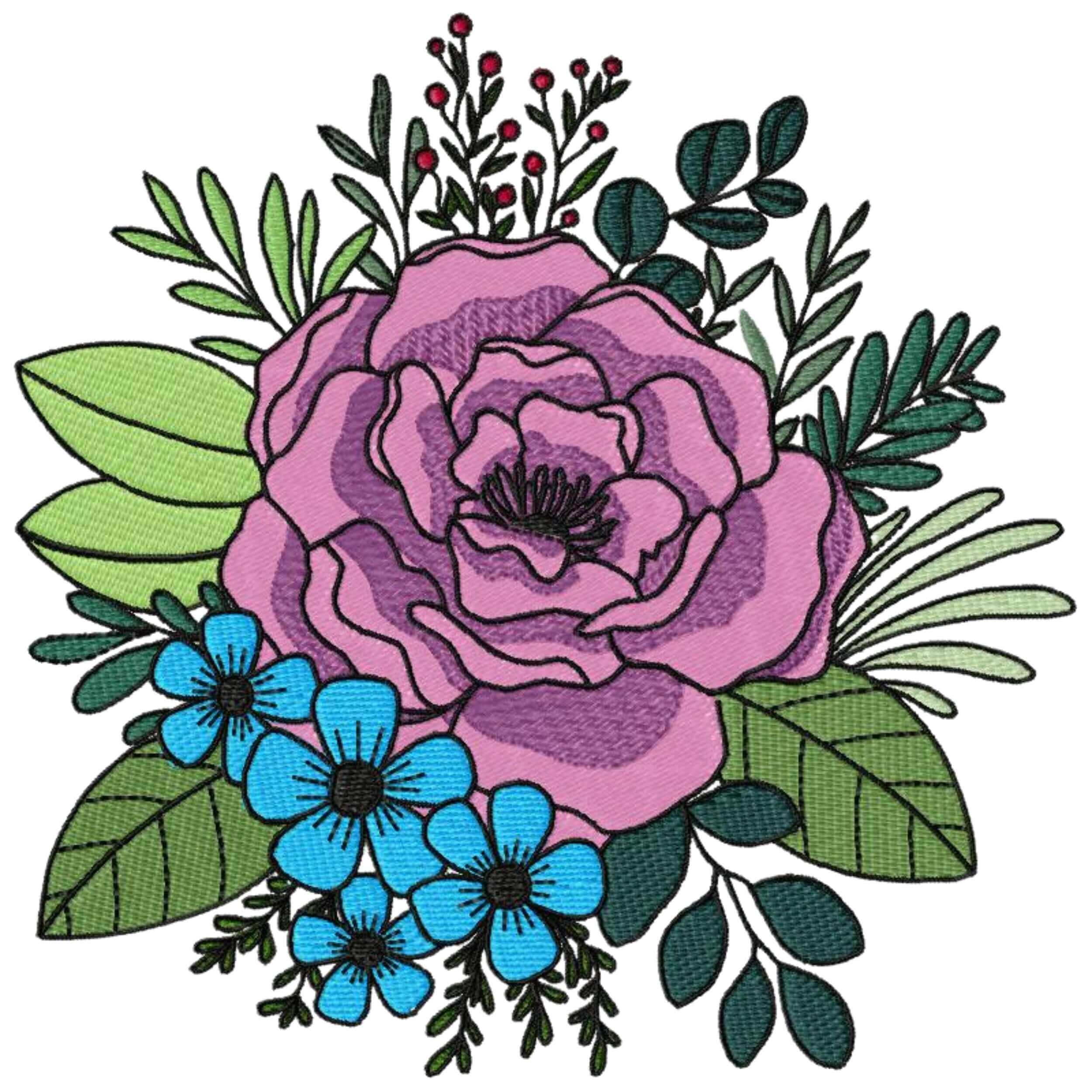 Floral Bouquet (1) - Machine Embroidery Design - 3 sizesEmbroidery Designs