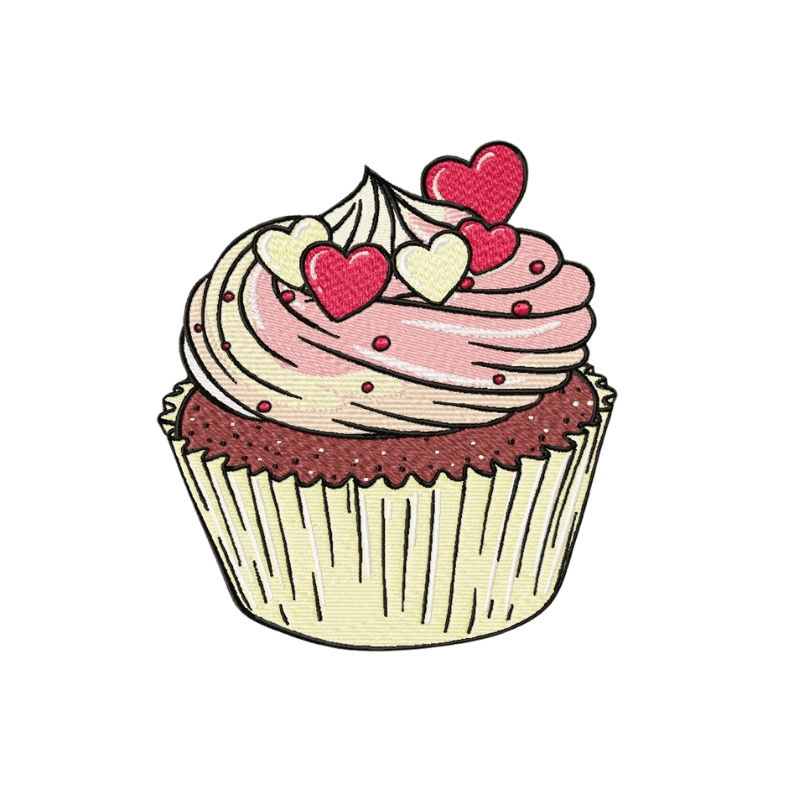 Hearts Cupcake - Machine Embroidery Design – 3 sizesEmbroidery Designs