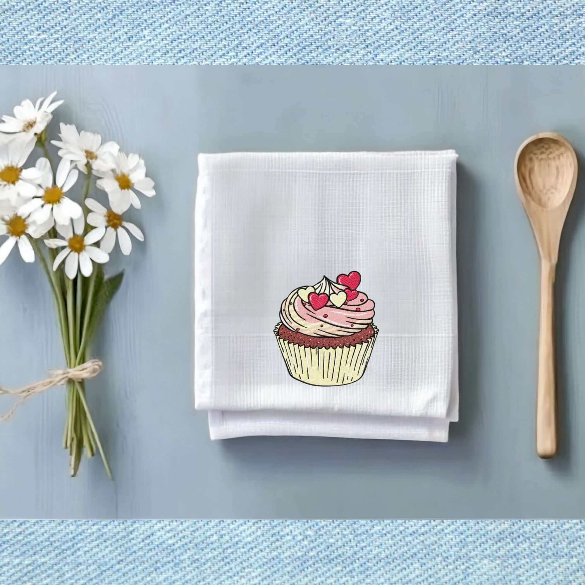 Hearts Cupcake - Machine Embroidery Design – 3 sizesEmbroidery Designs