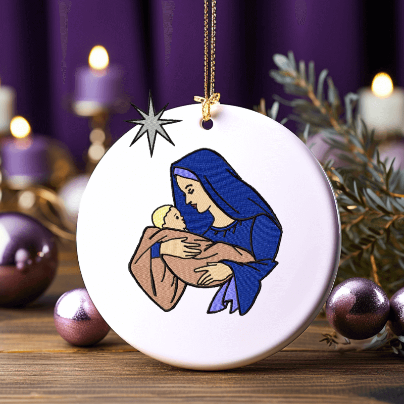 Mary and Baby Jesus - Embroidery Design - 3 SizesEmbroidery Designs