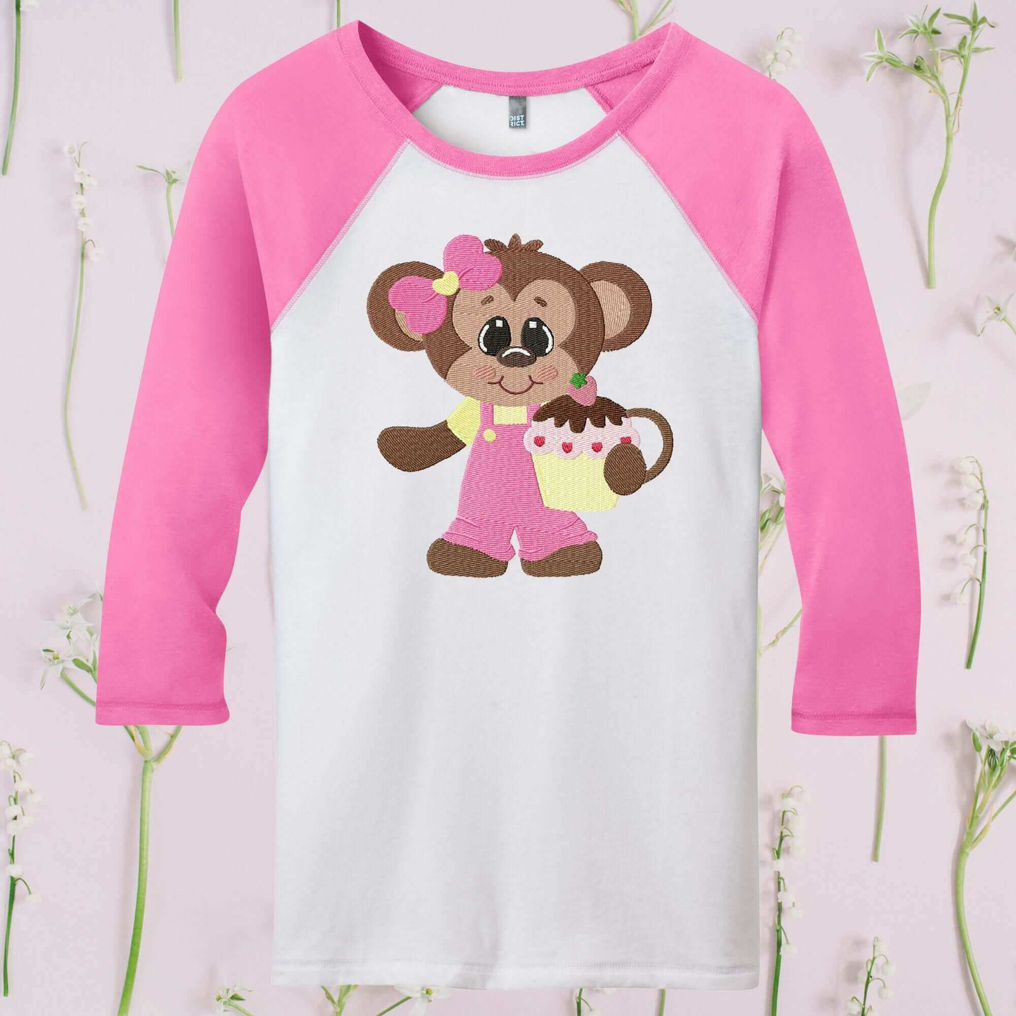 Cute Monkey With Cake - Machine Embroidery Design - 3 sizesEmbroidery Designs