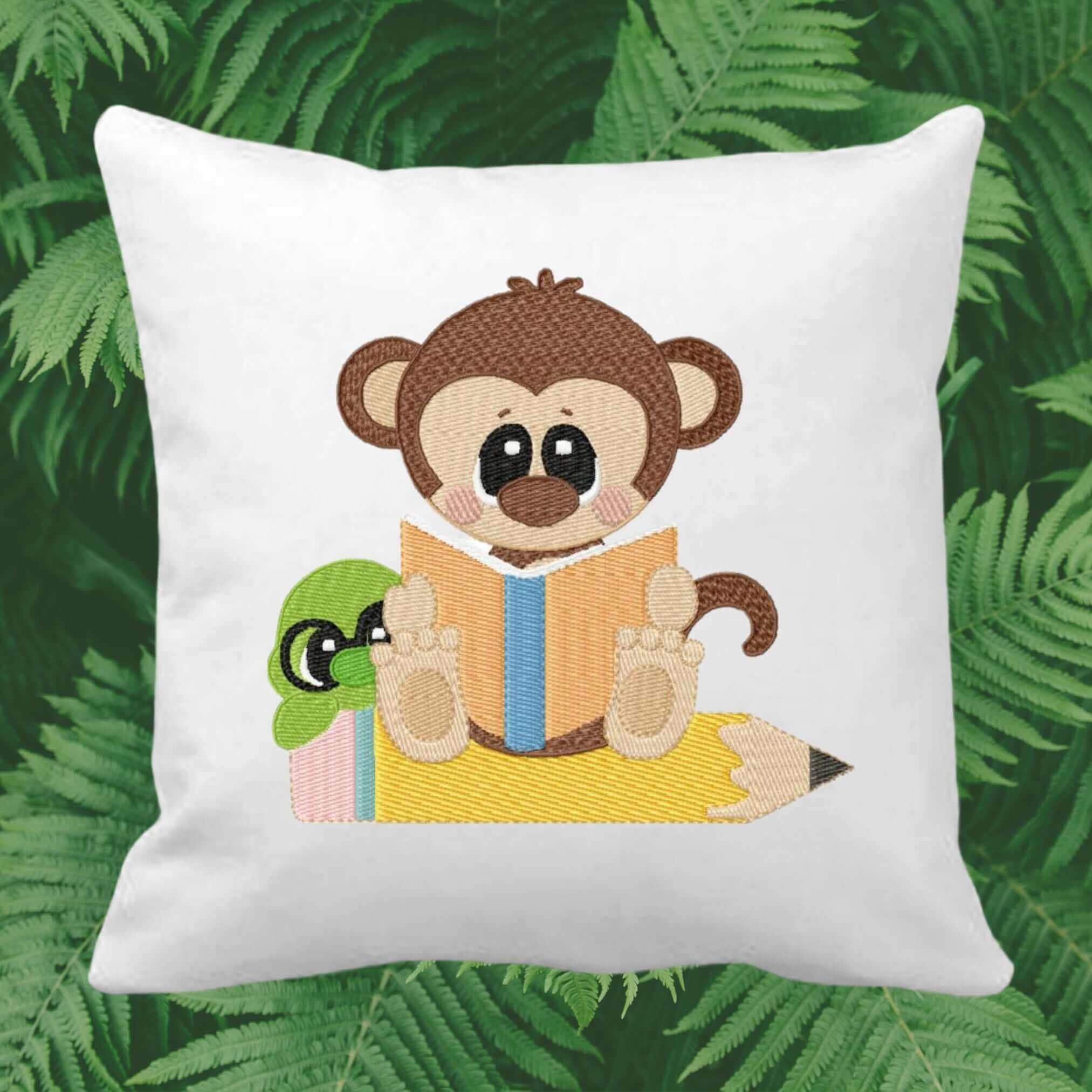 Reading Monkey - Machine Embroidery Design - 3 SizesEmbroidery Designs