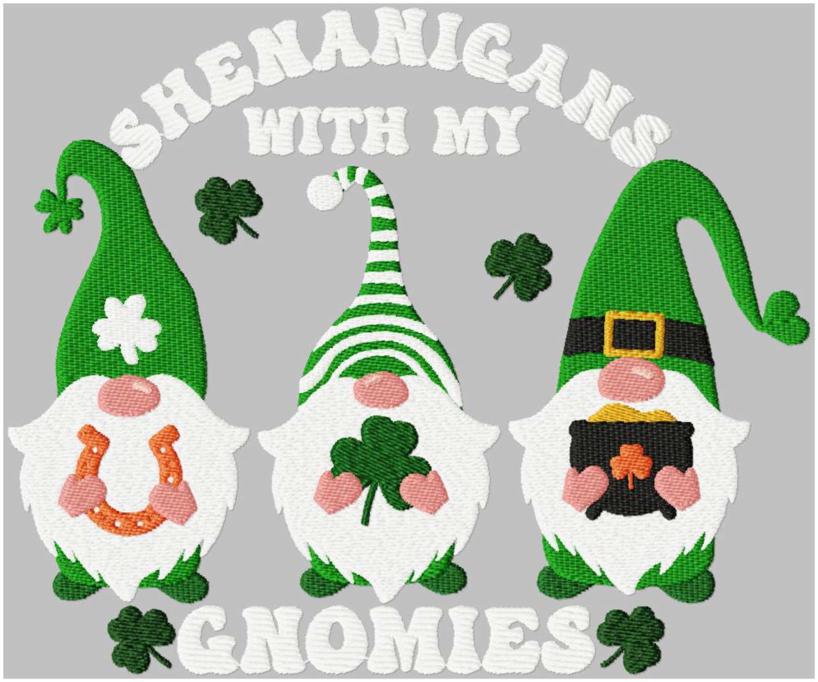 Shenanigans Gnomes - Machine Embroidery Design - 3 SizesEmbroidery Designs