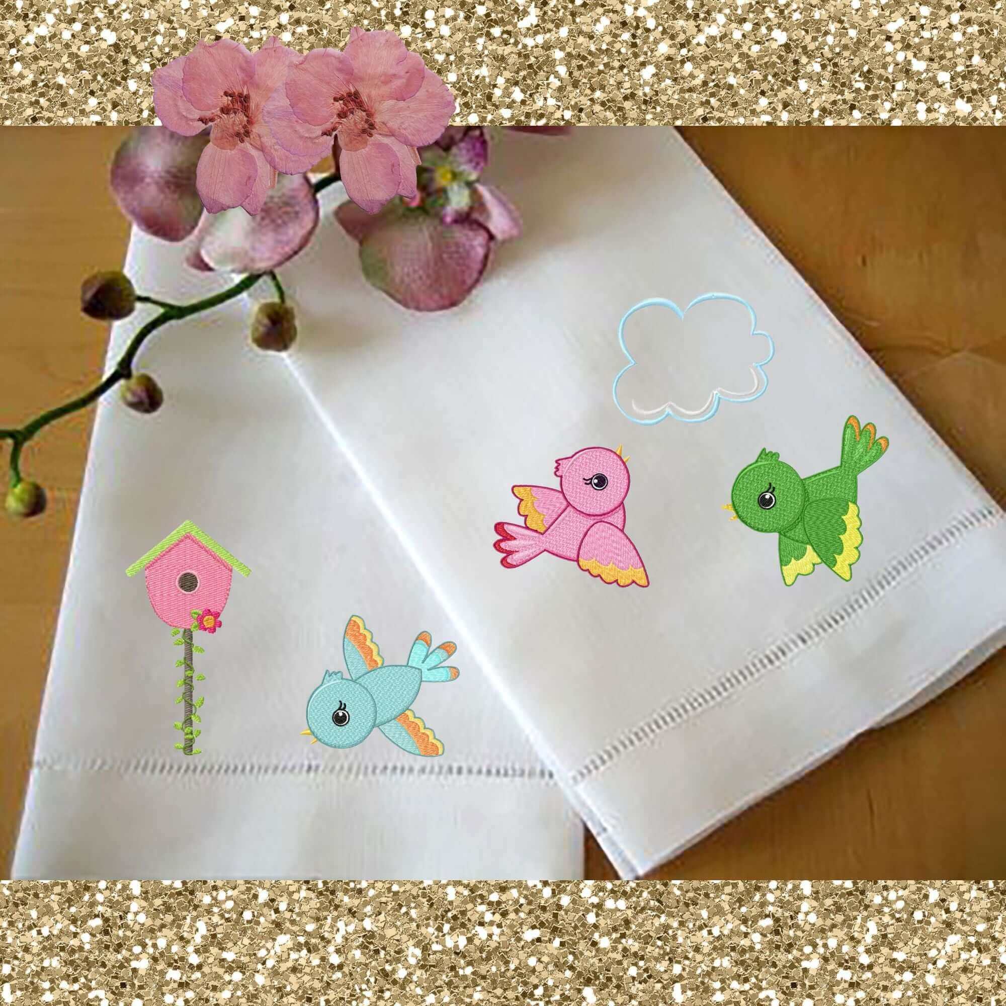 Springtime Birds Design Pack - 12 designs - 3 SizesEmbroidery Designs