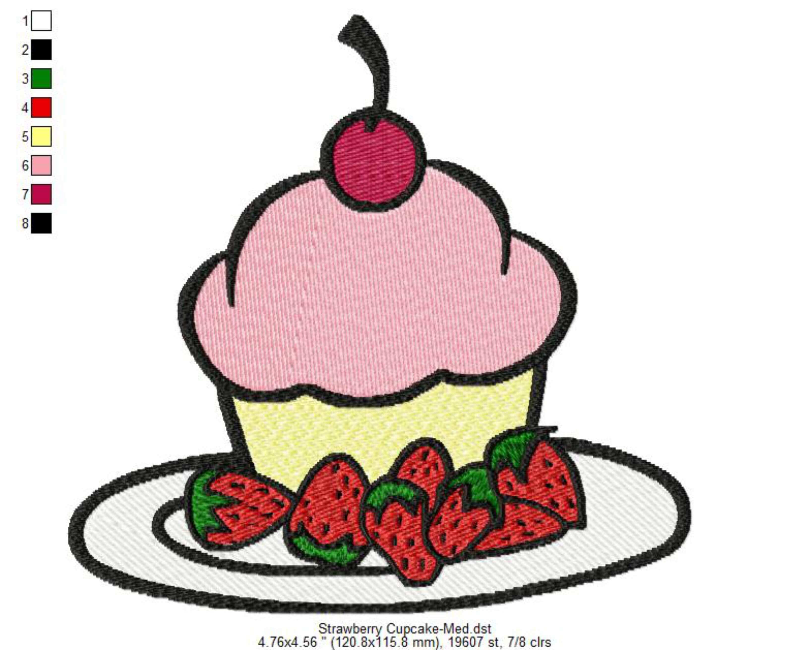 Strawberry Cupcake - Machine Embroidery – 3 sizesEmbroidery Designs