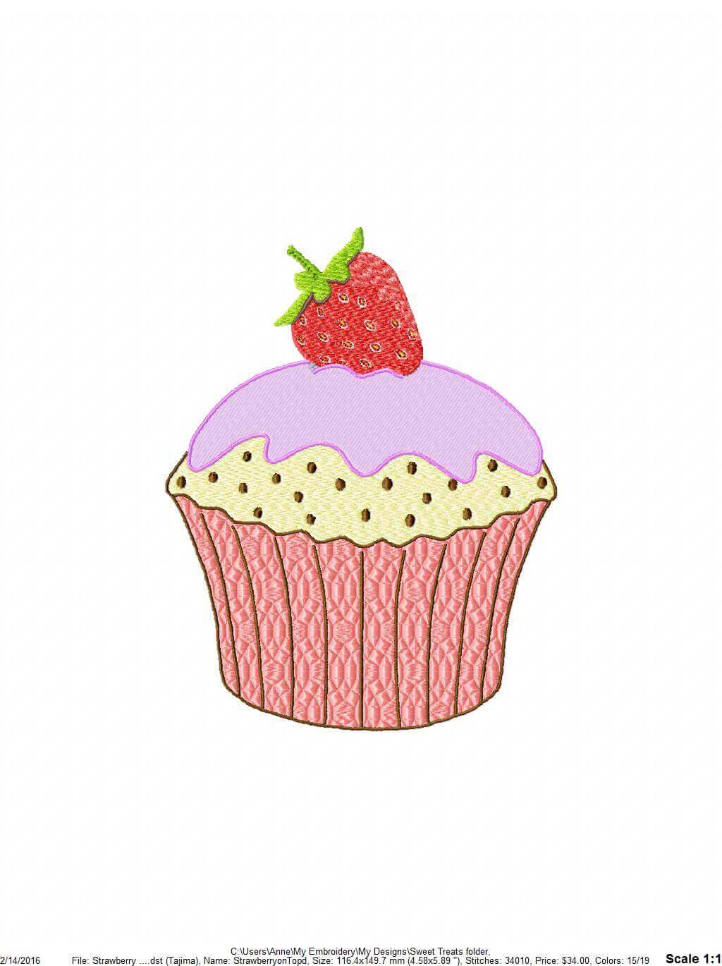 Strawberry-On-Top – Machine Embroidery Design - 3 sizesEmbroidery Designs