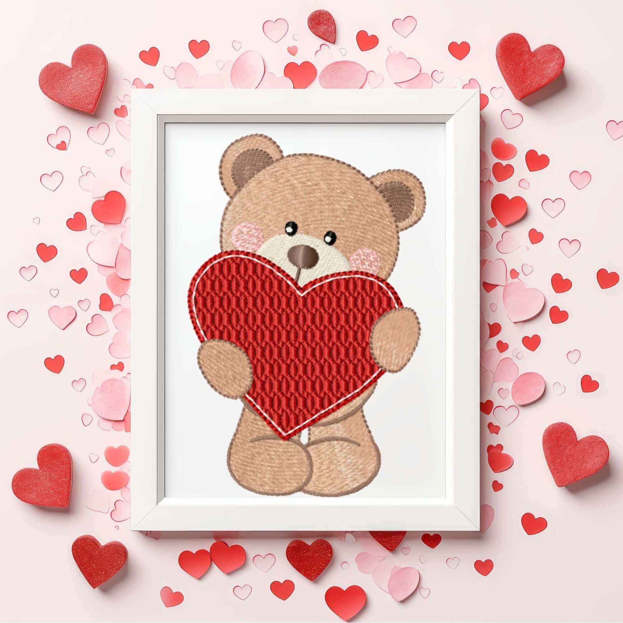 Valentine Bear (3) - Machine Embroidery Design - 3 Sizes