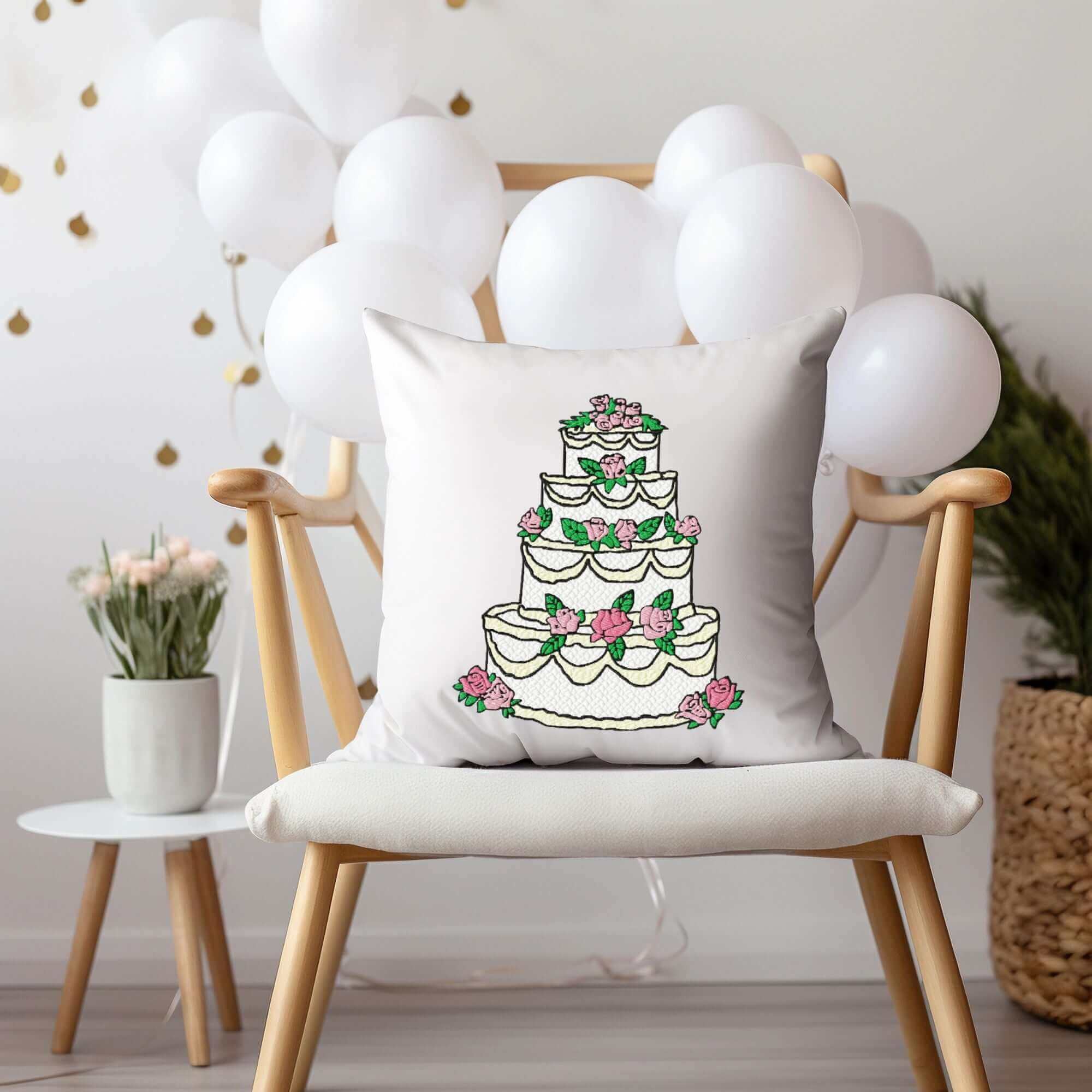 Wedding Cake with Roses - Embroidery Design - 3 SizesEmbroidery Designs