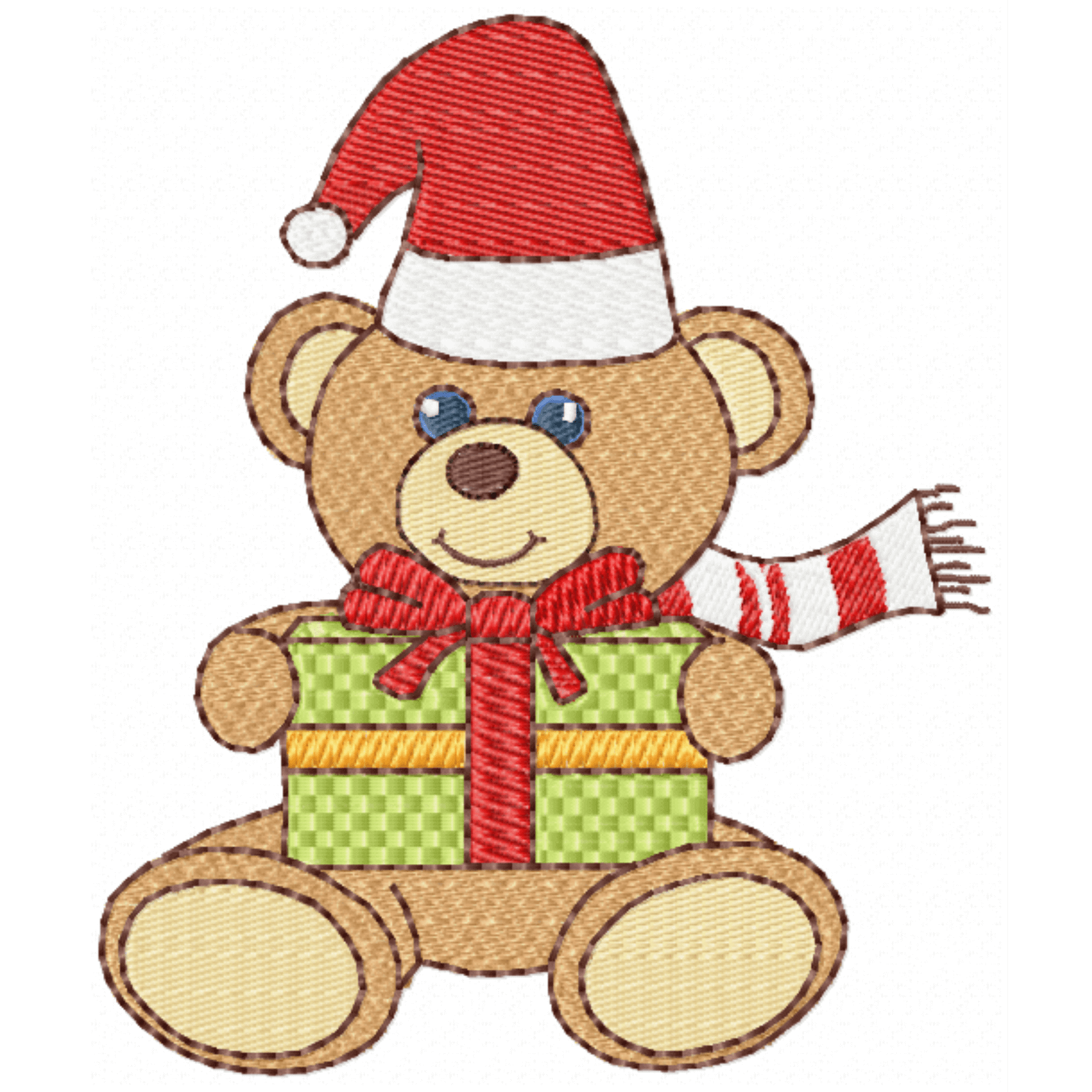 Bear with Gift - Christmas Embroidery Design - 3 sizesEmbroidery Designs