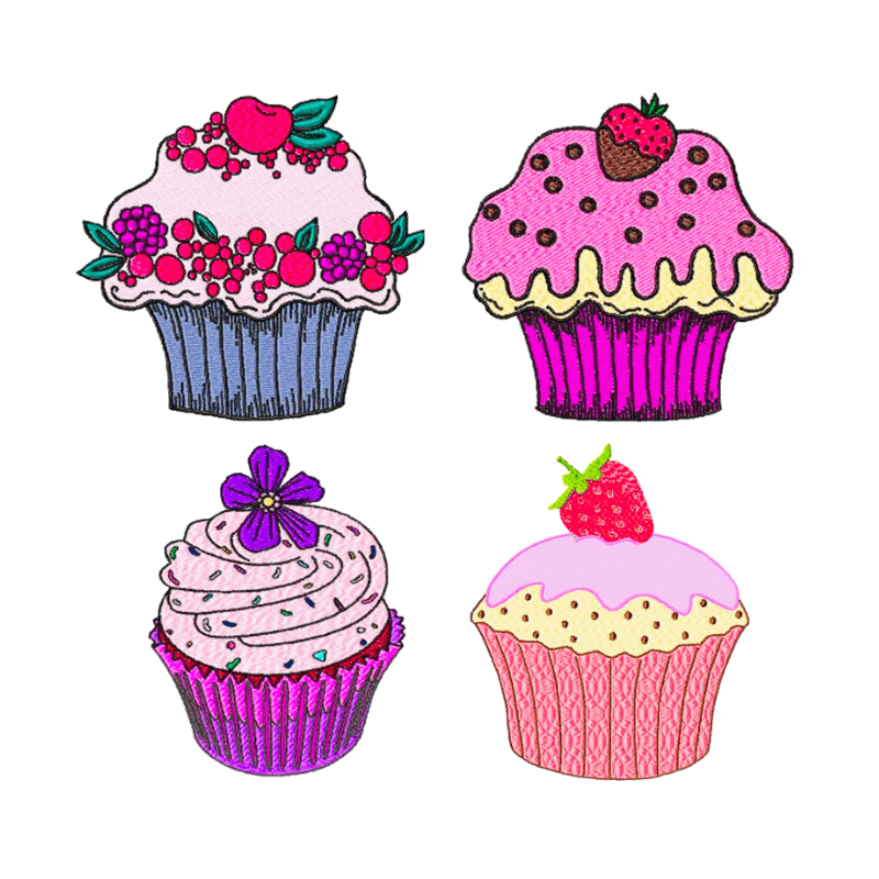 Cup Cakes Design Pack 1 - Machine Embroidery - 3 SizesEmbroidery Designs