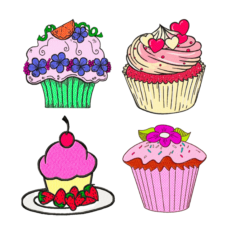 Cup Cakes Design Pack 2 - Machine Embroidery Design - 3 SizesEmbroidery Designs