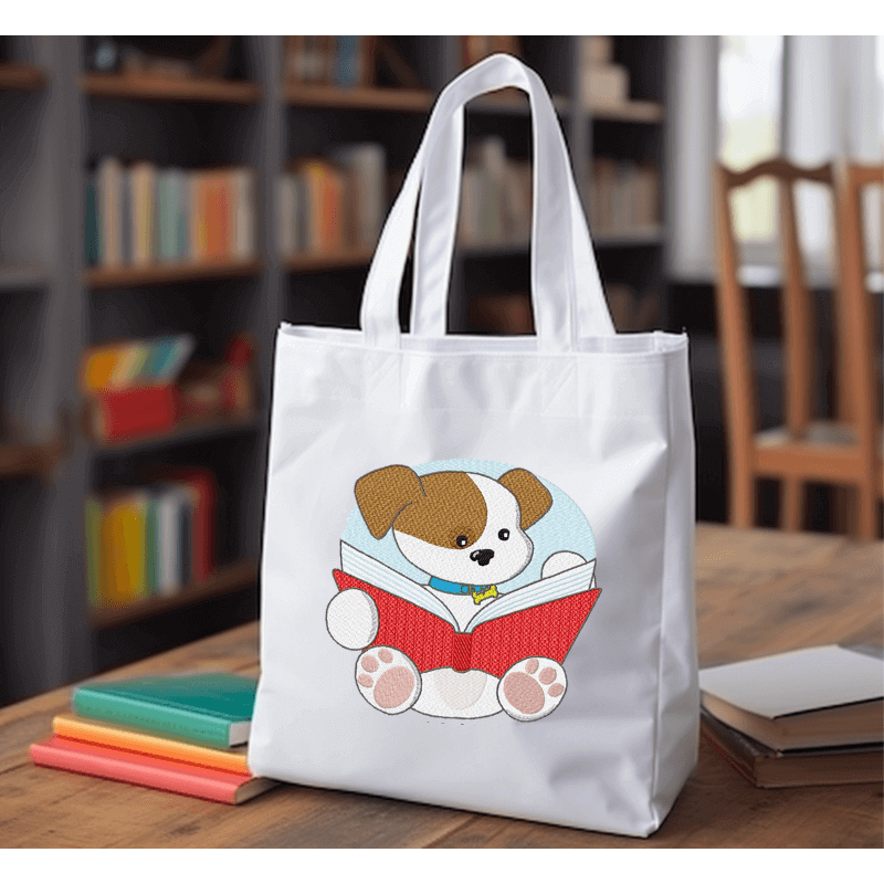 Cute Puppy Reading - Machine Embroidery Design - 3 sizesEmbroidery Designs