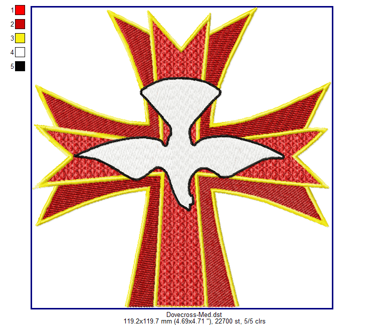 Dove Cross - Machine Embroidery Design - 6 SizesEmbroidery Designs