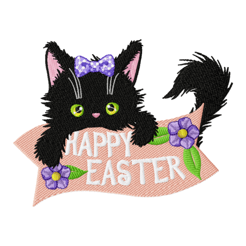 Easter Cat 6 - Machine Embroidery design - 3 SizesEmbroidery Designs