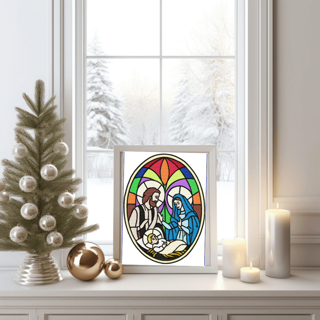 Holy Family Stained Glass - Embroidery Design - 4 sizesEmbroidery Designs