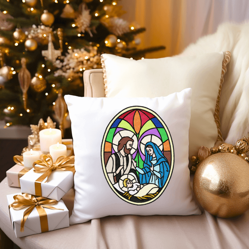 Holy Family Stained Glass - Embroidery Design - 4 sizesEmbroidery Designs