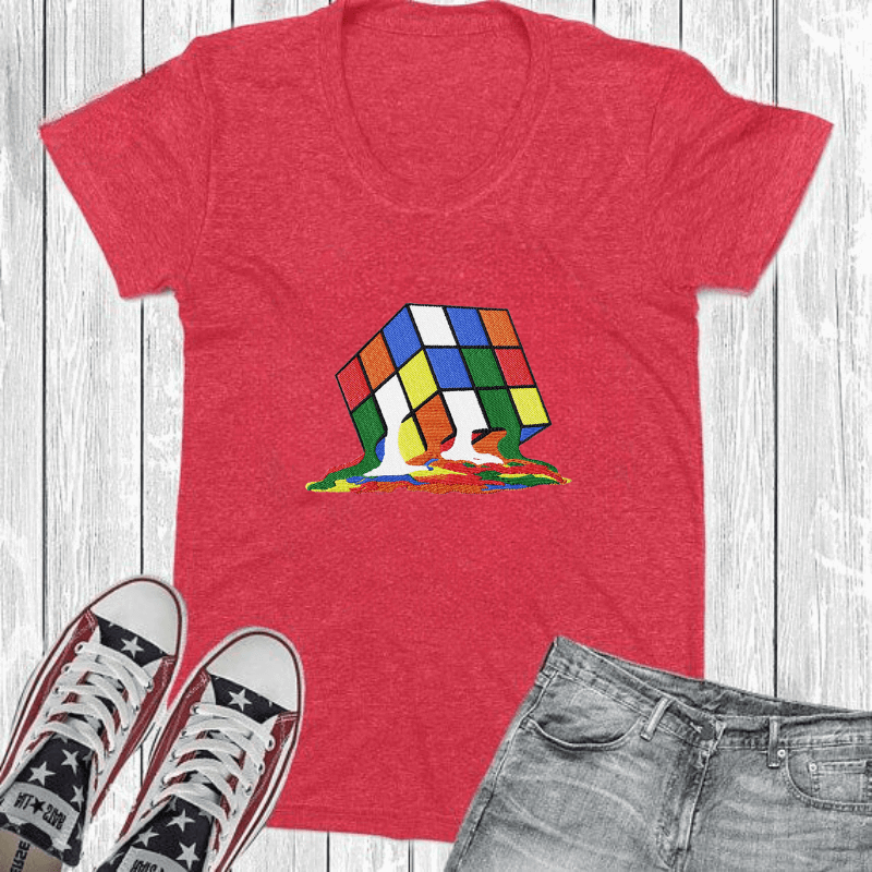 Melting Rubik's Cube - Machine Embroidery Design - 6 SizesEmbroidery Designs