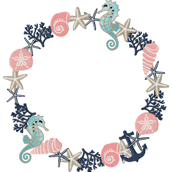 Nautical Wreath 1 - Machine Embroidery Design - 4 SizesEmbroidery Designs