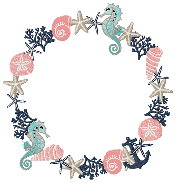 Nautical Wreath 1 - Machine Embroidery Design - 4 SizesEmbroidery Designs