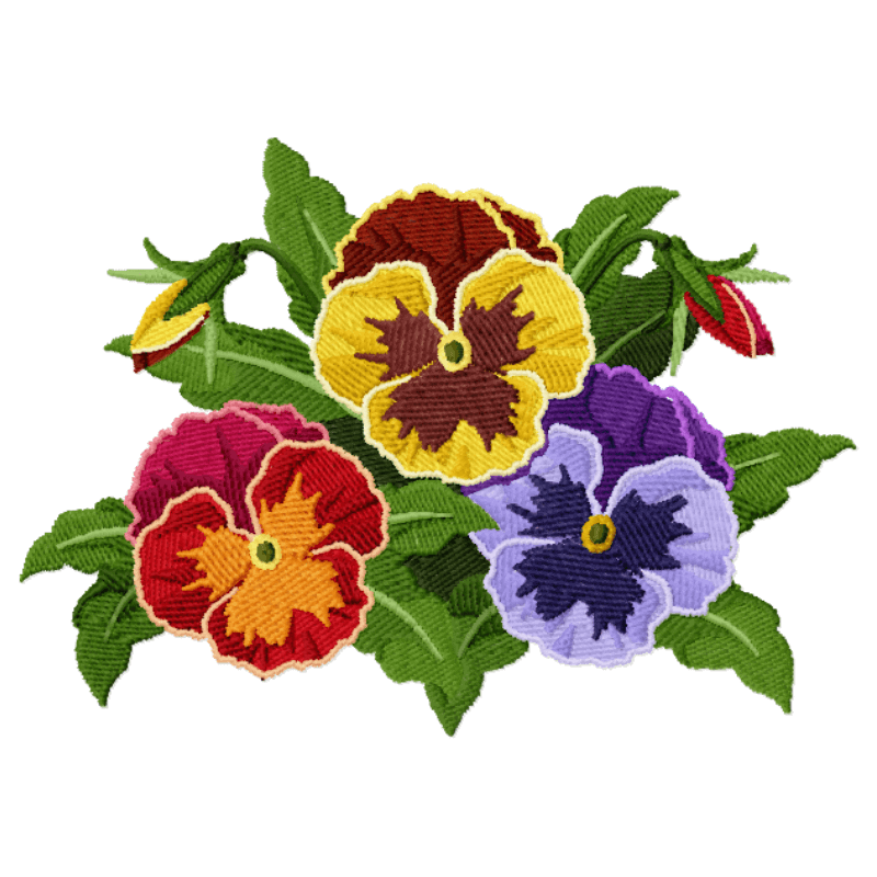 Pretty Pansies - Machine Embroidery Design - 4 SizesEmbroidery Designs