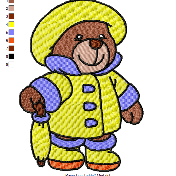 Rainy Day Teddy 2 - Machine Embroidery Design 3 SizesEmbroidery Designs