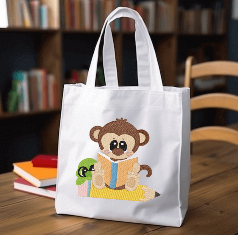 Reading Monkey - Machine Embroidery Design - 3 SizesEmbroidery Designs