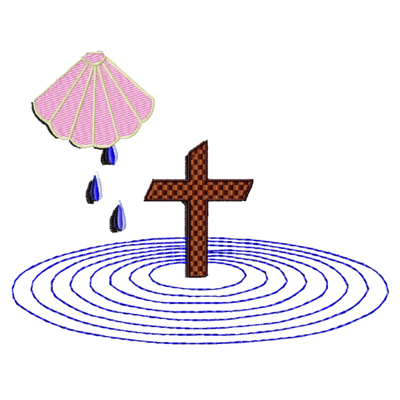 Cross With Water Rings - Embroidery Design - 3 SizesEmbroidery Designs