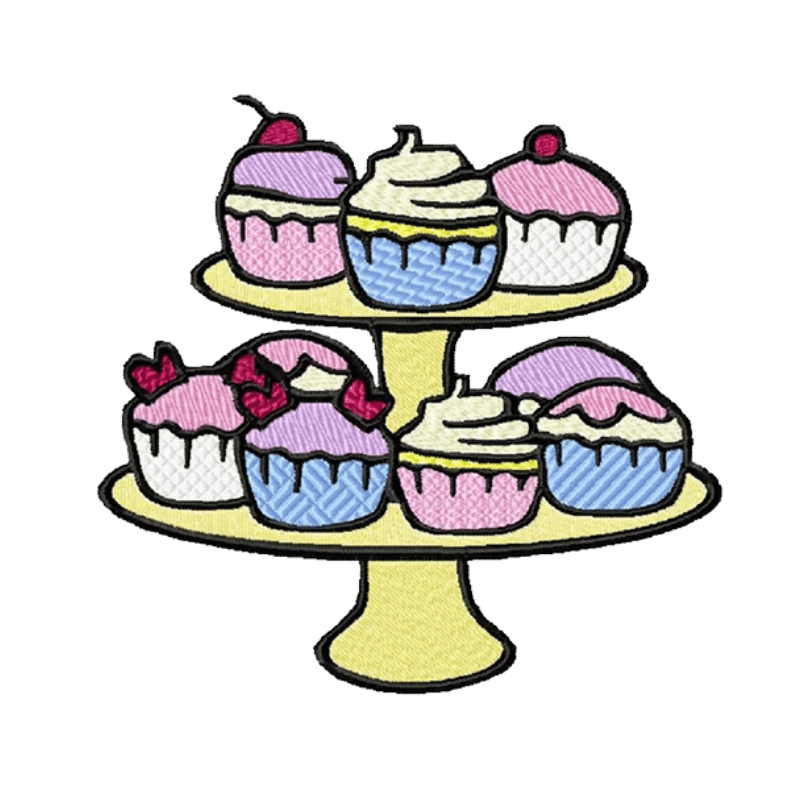 Cupcakes Plate - Machine Embroidery Design - 3 sizesEmbroidery Designs