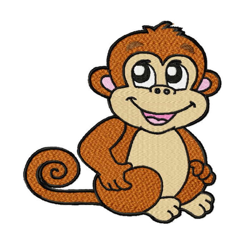 Cute Little Monkey - Embroidery Design - 3 SizesEmbroidery Designs