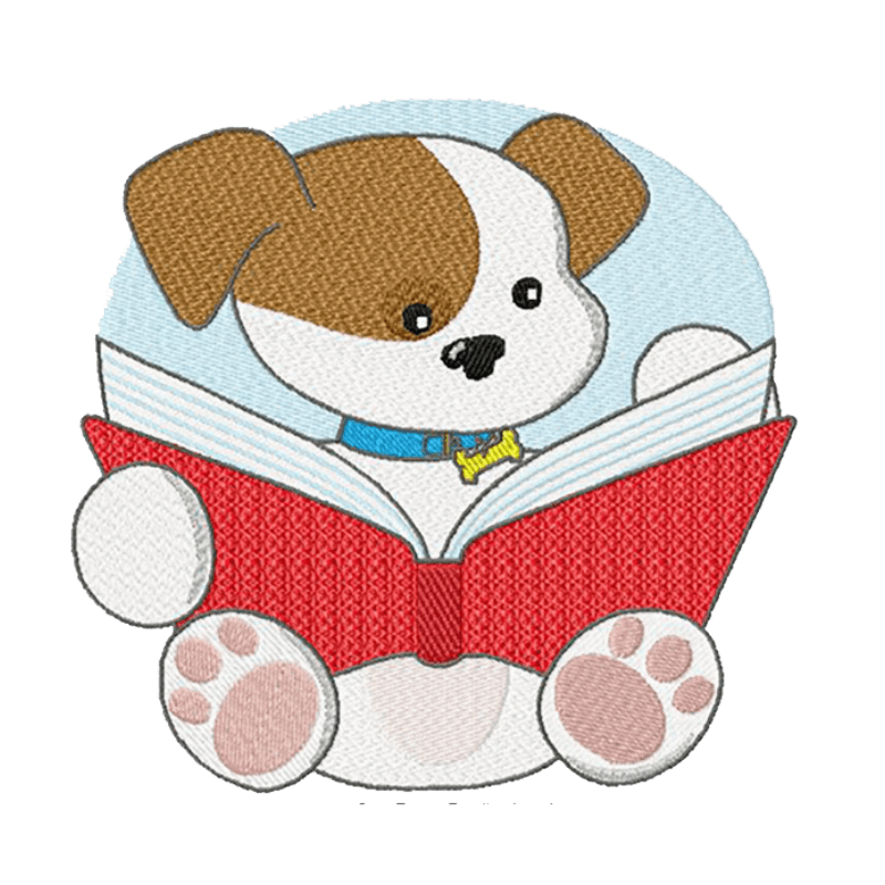 Cute Puppy Reading - Machine Embroidery Design - 3 sizesEmbroidery Designs