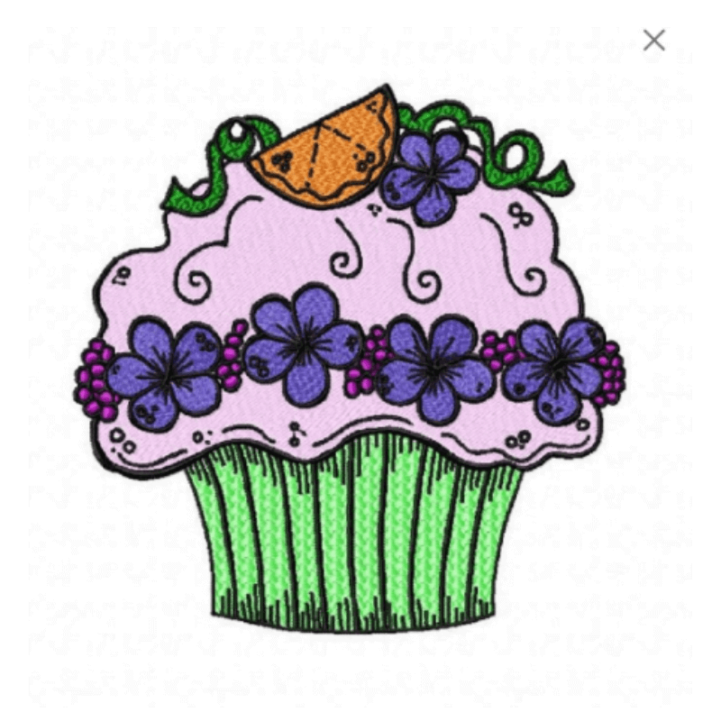 Cupcake with Violets - Machine Embroidery Design - 3 sizesEmbroidery Designs