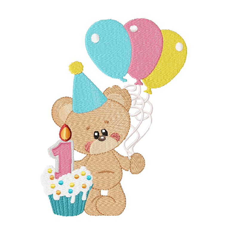 1st Birthday Bear - Machine Embroidery Design - 3 SizesEmbroidery Designs