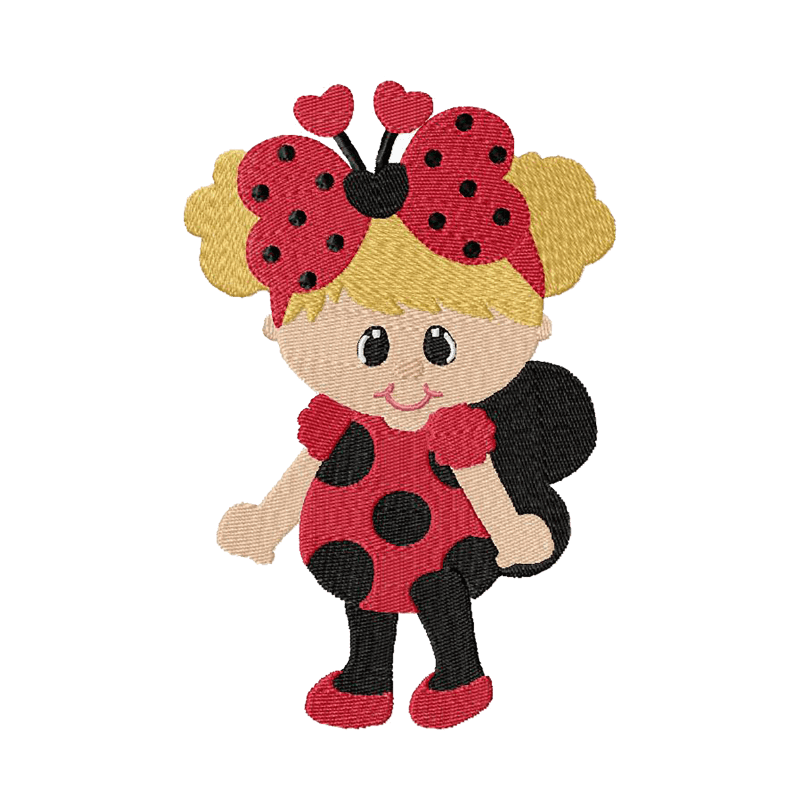 Lady Bug Girl - Machine Embroidery Design - 3 SizesEmbroidery Designs