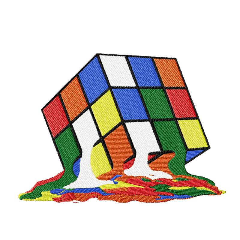 Melting Rubik's Cube - Machine Embroidery Design - 6 SizesEmbroidery Designs