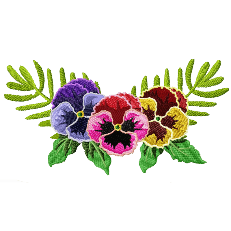 Pansy Spray - Machine Embroidery Design - 3 SizesEmbroidery Designs