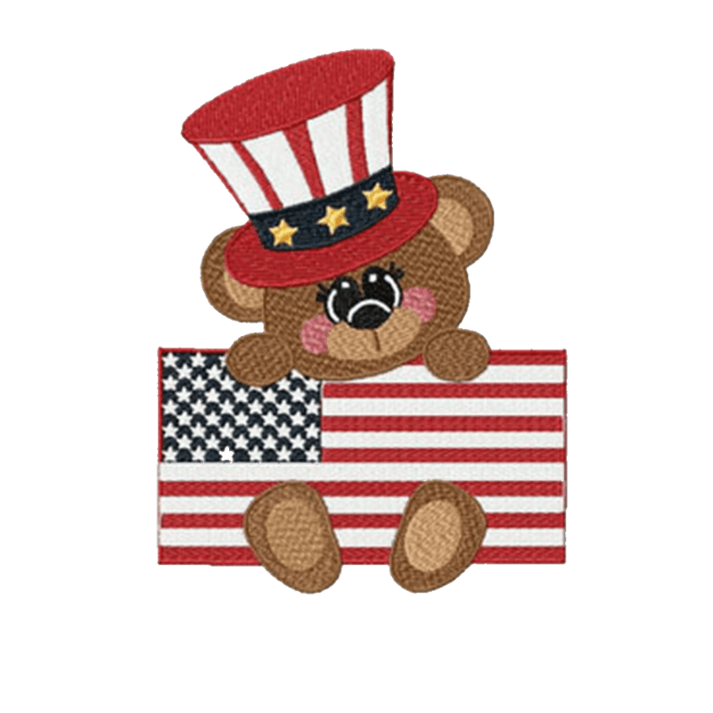 Patriotic Teddy Bear - Embroidery Design - 3 SizesEmbroidery Designs