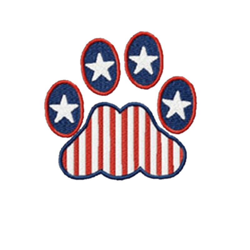 Patriotic Paw-Print - Machine Embroidery Design - 3 SizesEmbroidery Designs