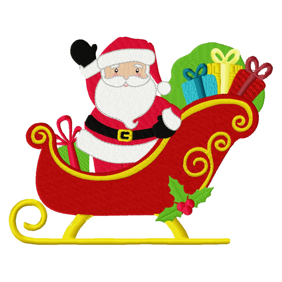 Santa and Sleigh - Machine Embroidery Design - 4 sizesEmbroidery Designs