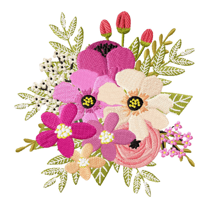 Secret Garden Bouquet - Machine Embroidery Design - 3 SizesEmbroidery Designs