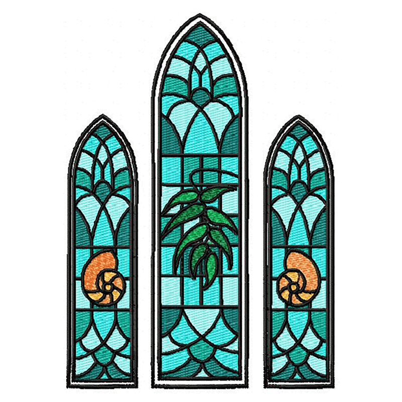 Stained Glass Window - Machine Embroidery Design - 3 SizesEmbroidery Designs